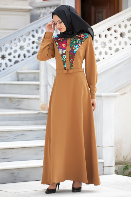 Camel Hijab Dress 8013C