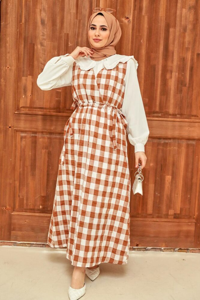 Camel Hijab Gilet Dress 22922C - 1