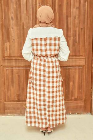 Camel Hijab Gilet Dress 22922C - 6