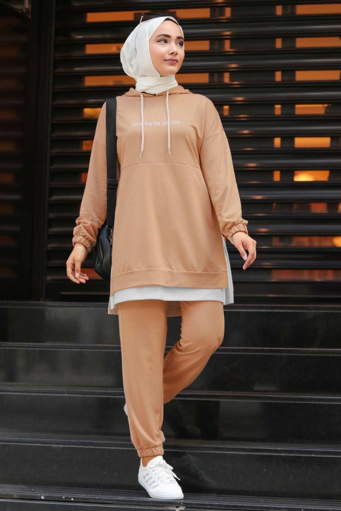 Camel Hijab Suit 1583C - 1