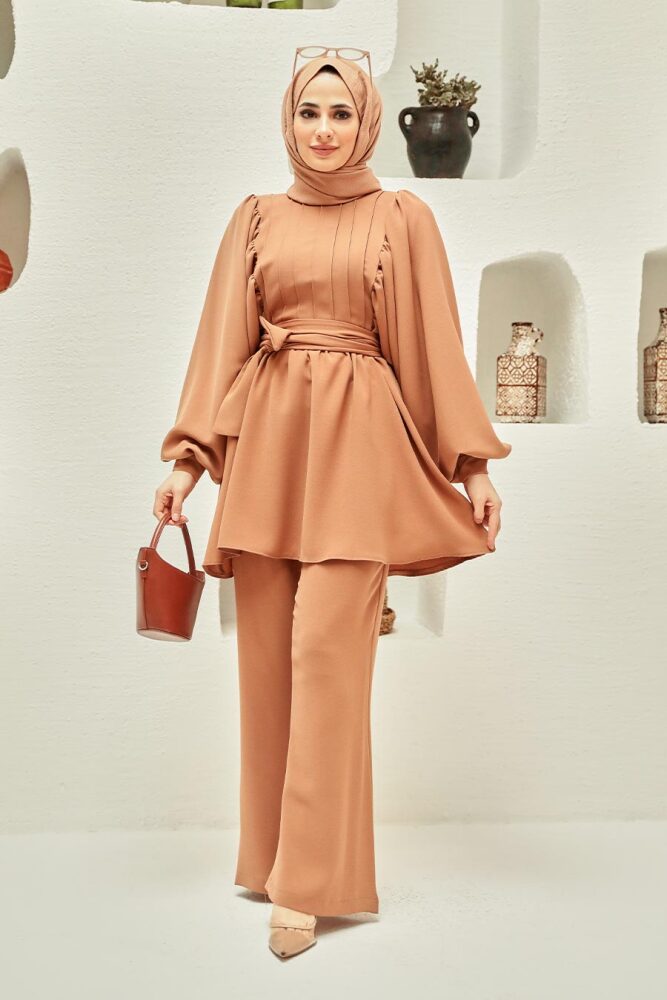 Camel Hijab Suit Dress 20071C - 3