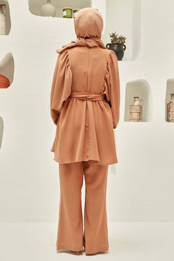 Camel Hijab Suit Dress 20071C - 5