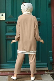 Camel Hijab Suit Dress 40130C - Thumbnail