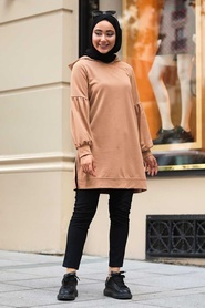 Camel Hijab Sweatshirt 1615C - Thumbnail
