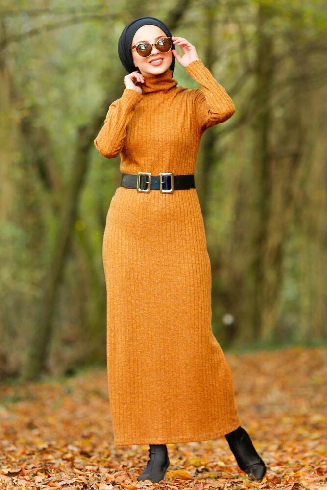 Camel - Nayla Collection - Robe En Tricot Hijab 3180C - 2