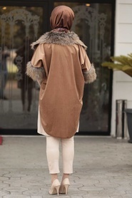 Camel - Neva Style - Manteau Hijab - 6046C - Thumbnail