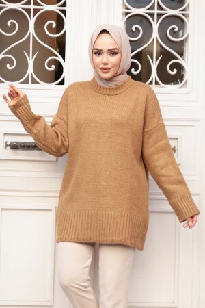 Camel Tesettür Triko Kazak Tunik 55551C - 2