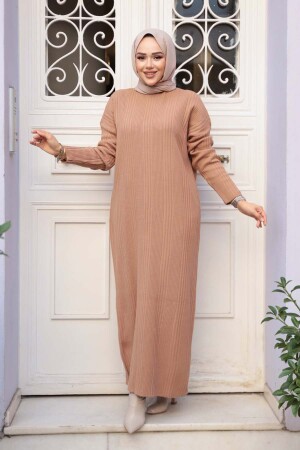 Camel Triko Tesettür Elbise 27504C - 2