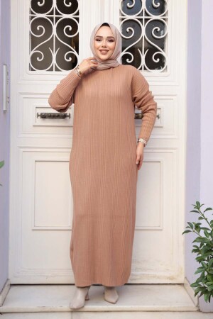Camel Triko Tesettür Elbise 27504C - 4