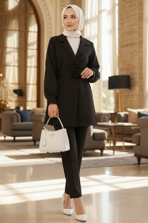 Ceketli Black Modest Two-Piece Set 61851S - 1
