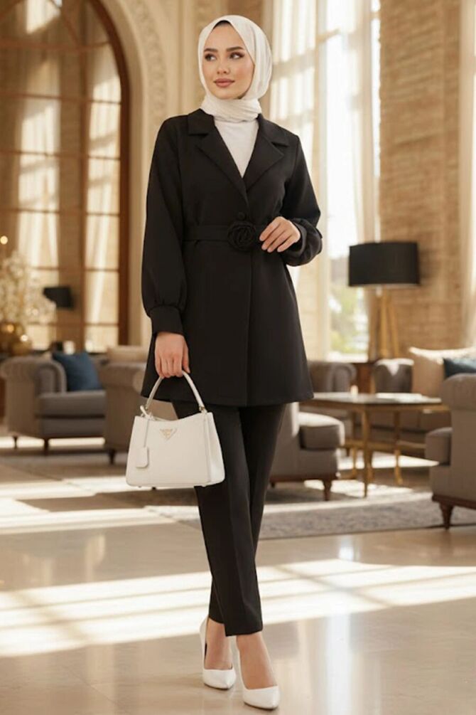 Ceketli Black Modest Two-Piece Set 61851S - 1
