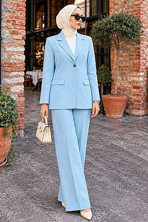 Ceketli Blue Modest Two-Piece Set 6277M 