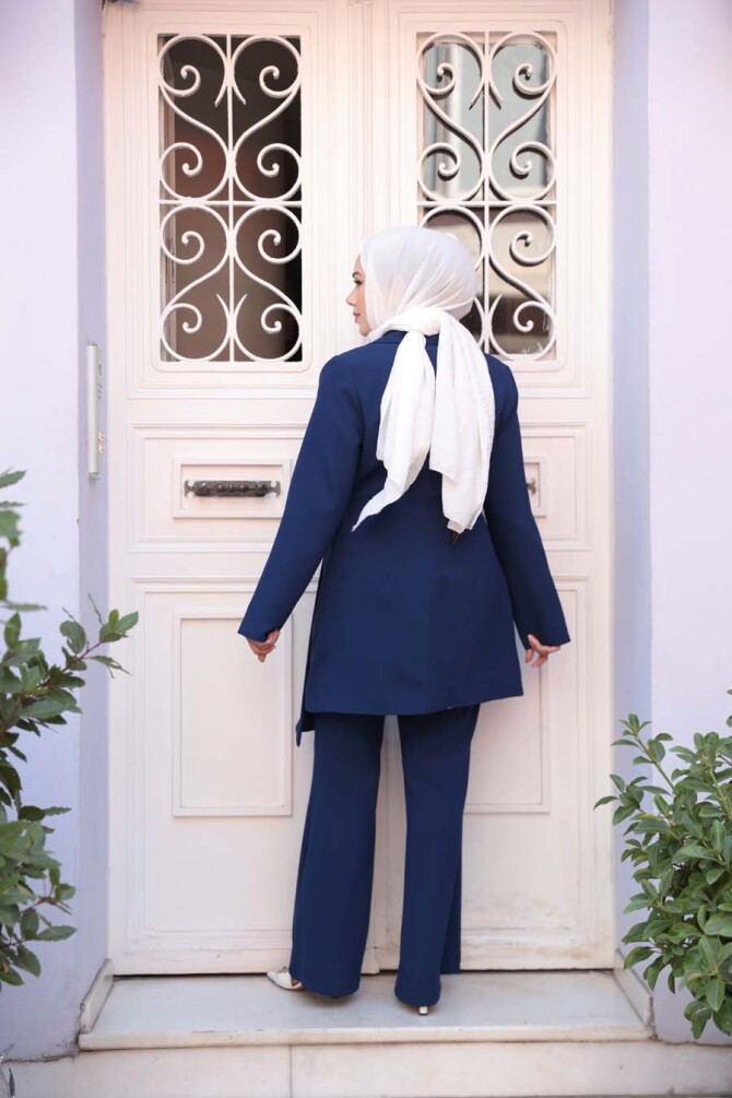Ceketli Lacivert Tesettür İkili Takım 76731L - 4