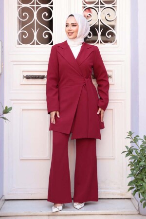 Ceketli Bordo Tesettür İkili Takım 76731BR - 1