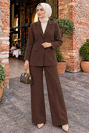 Ceketli Brown Modest Two-Piece Set 6277KH 