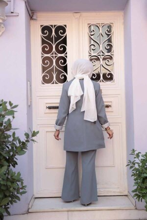 Ceketli Gri Tesettür İkili Takım 76731GR - 3