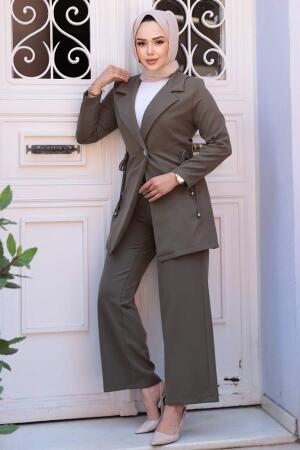 Ceketli Haki Tesettür İkili Takım 62221HK - 3