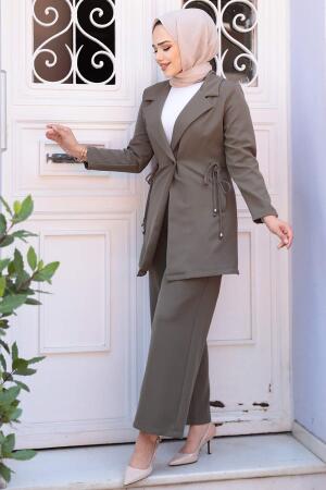Ceketli Haki Tesettür İkili Takım 62221HK 