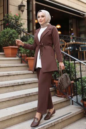 Ceketli Kahverengi Tesettür İkili Takım 62221KH 