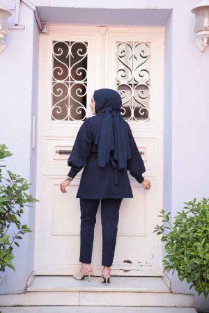 Ceketli Lacivert Tesettür İkili Takım 61851L - 4