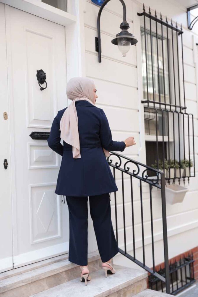 Ceketli Lacivert Tesettür İkili Takım 62221L - 4