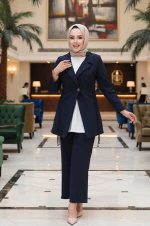 Ceketli Lacivert Tesettür İkili Takım 62221L 