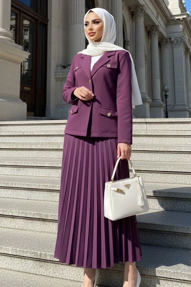 Ceketli Plum Modest Two-Piece Set 62011MU - 1
