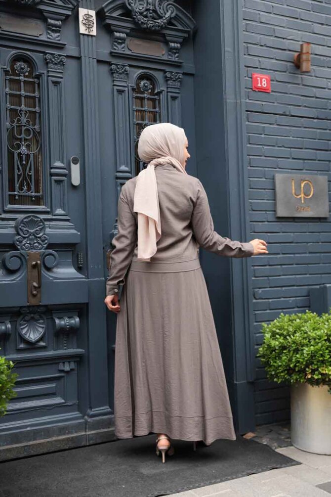 Ceketli Vizon Tesettür Etekli İkili Takım 44723V - 5