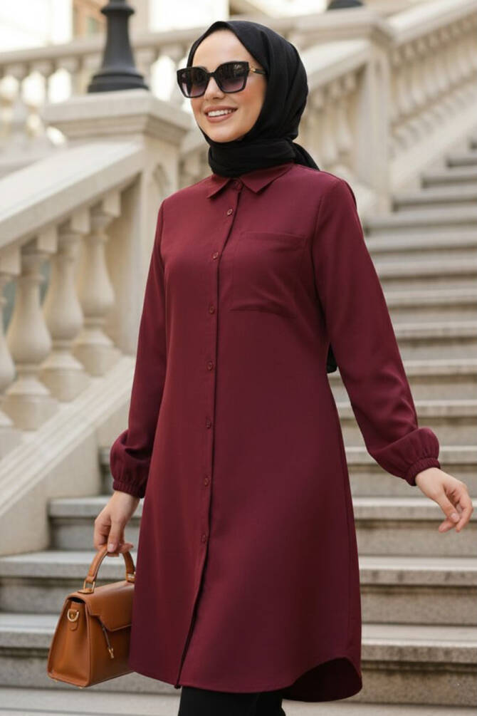 Cep Detailed Burgundy Modest Tunic 30293BR - 1