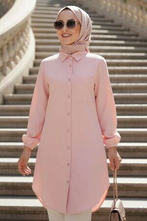 Cep Detailed Powder Pink Modest Tunic 30293PD 