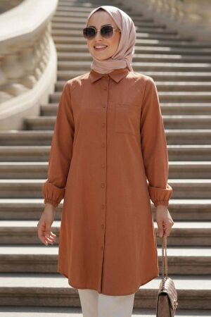 Cep Detailed Tan Modest Tunic 30293TB 
