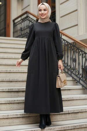 Cepli Denim Black Modest Dress 19122S - 1