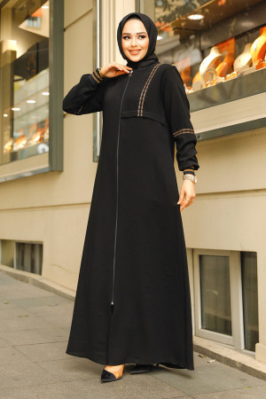 Cepli Siyah Tesettür Ferace 62102S - 1