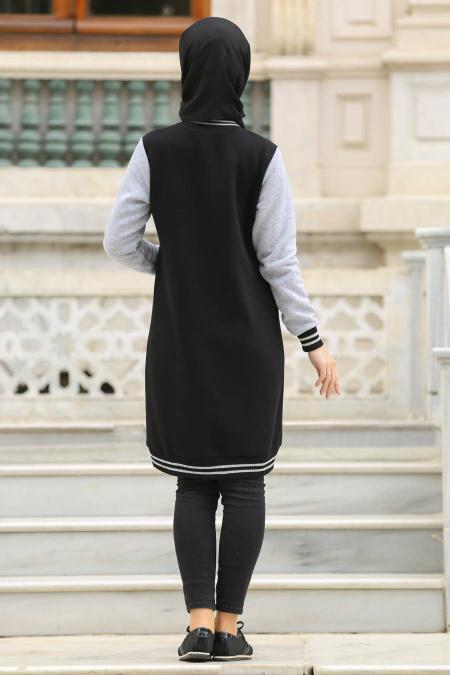 Cepli Siyah Tesettür Sweatshirt 1229S - 2