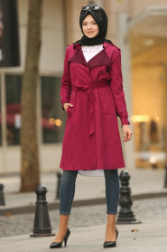 Cerise - Nayla Collection - Hijab Trench Manteau 5545VSN - Thumbnail