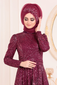 Cerise - Tesettürlü Abiye Elbise - Robe de Soirée Hijab 20721VSN - Thumbnail