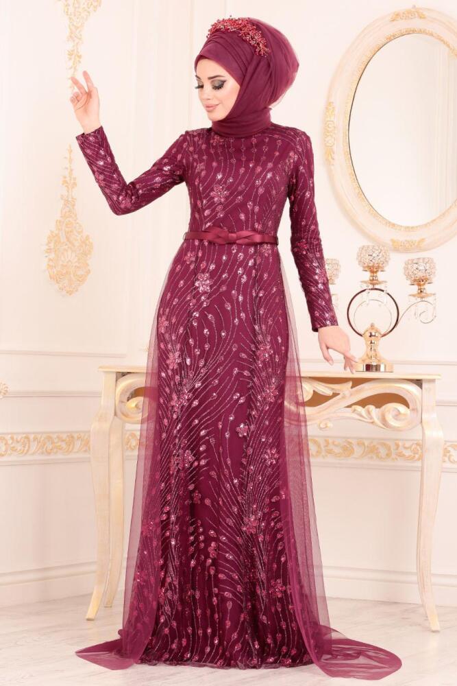 Cerise - Tesettürlü Abiye Elbise - Robes de Soirée Hijab 20872VSN - 1