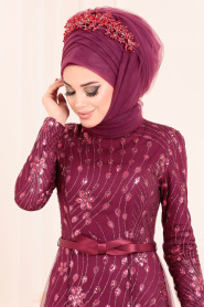 Cerise - Tesettürlü Abiye Elbise - Robes de Soirée Hijab 20872VSN - Thumbnail