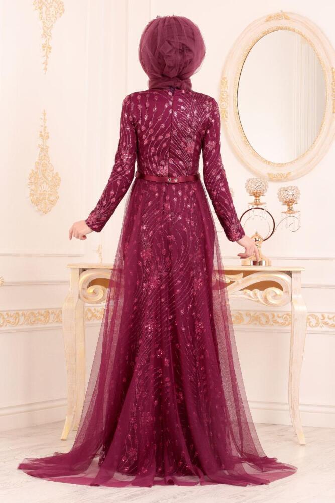 Cerise - Tesettürlü Abiye Elbise - Robes de Soirée Hijab 20872VSN - 3