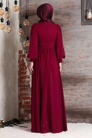 Neva Style - Plus Size Cherry Islamic Clothing Evening Dress 21940VSN - Thumbnail