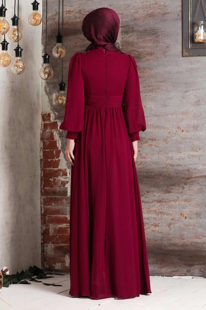 Neva Style - Plus Size Cherry Islamic Clothing Evening Dress 21940VSN - 2