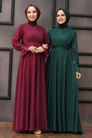Neva Style - Plus Size Cherry Hijab Engagement Dress 22202VSN - Thumbnail