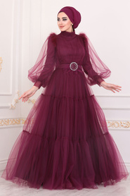 Cherry Hijab Evening Dress 40350VSN - Thumbnail