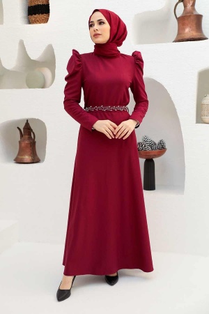Neva Style - Long Cherry Islamic Clothing Wedding Dress 45601VSN - 1