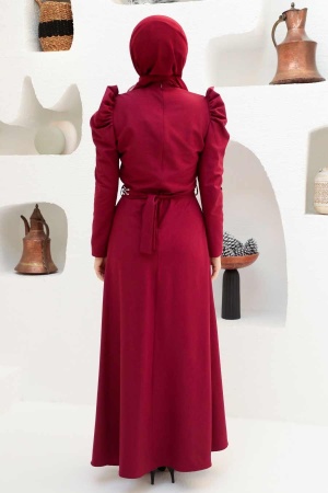 Neva Style - Long Cherry Islamic Clothing Wedding Dress 45601VSN - 2