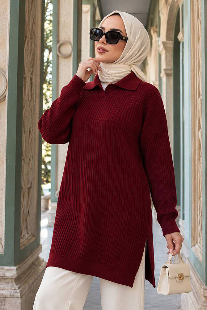 Cherry Modest Knit Sweater 10921VSN - 1