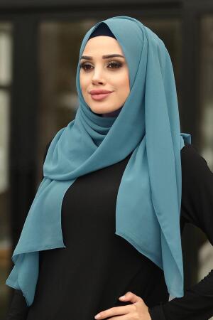 Chiffon Petrol Blue Shawl 7475PM - 1