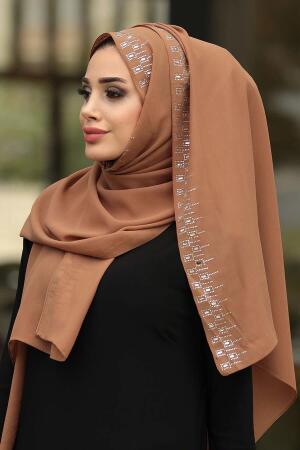 Chiffon Yellowish Brown Shawl 7509TB - 1