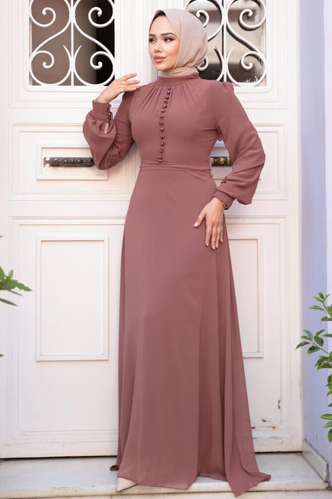 Chocolate Hijab Dress 2703CK - 3