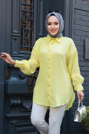 Çizgili Sarı Tesettür Tunik 101024SR - 2